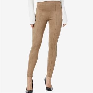 Spanx Faux Suede Seamed Legging Camel Neutral Tan size Small 28” inseam EUC